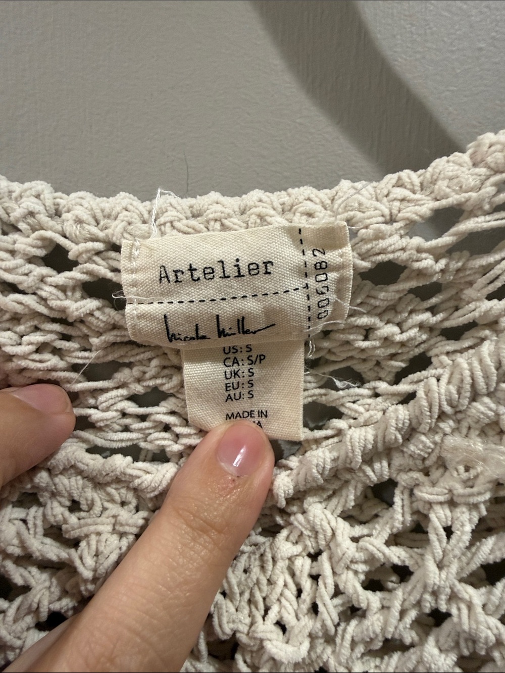 Light cream Open-Knit Crewneck Sweater - Picture 2 of 6